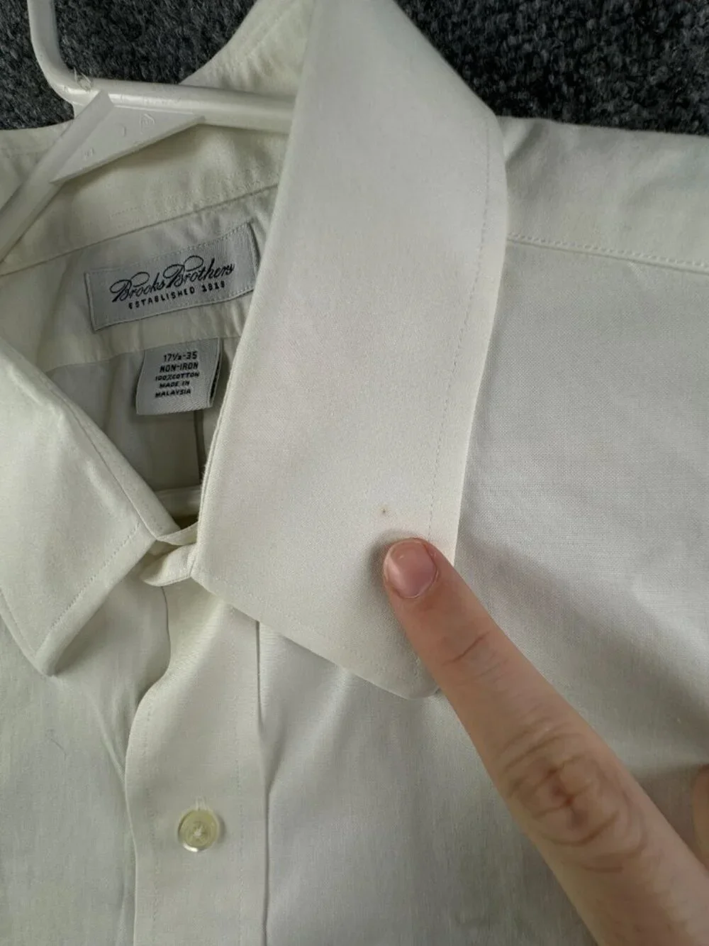 Brooks Brothers Long Sleeve White Button Up Shirt Men Cotton 17.5 35 Woven Point